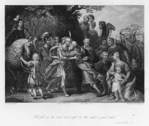 Jákob és József találkozása, Genesis XLVI, 29 (metszet) alkotó: Peter Paul (after) Rubens