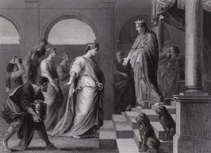 Salamon és Sába királynője (metszet) alkotó: Peter Paul (after) Rubens