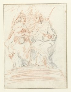 Király és királynő a trónon, mögöttük Fama áll Krisztus és Mária alkotó: Peter Paul Rubens (possibly)