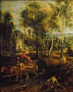 Őszi táj Het Steen kilátásával kora reggel, 1636 körül, olaj, 211075-ös részlet alkotó: Peter Paul Rubens
