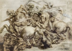 Anghiari csata, Leonardo da Vinci után (toll és tinta mosással a papíron) alkotó: Peter Paul Rubens