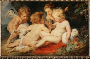 Krisztusgyermek Szent Jánossal és két angyallal alkotó: Peter Paul Rubens