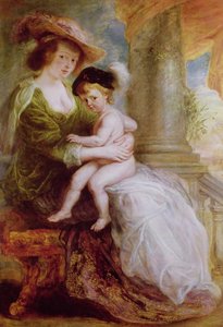 Helene Fourment (1614-73) és fia, Frans (olaj, panel) alkotó: Peter Paul Rubens