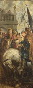Clothar és Dagobert királyok vitáznak a mauritiusi császár hírnökével. Vázlat a főoltárképhez, St Bavo, Gent, 1611 alkotó: Peter Paul Rubens