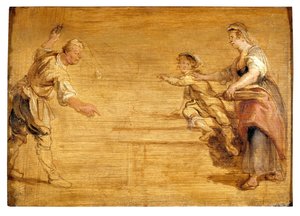 Konyhaslány, hentes és fiú egy asztal körül (olaj, vászon) alkotó: Peter Paul Rubens