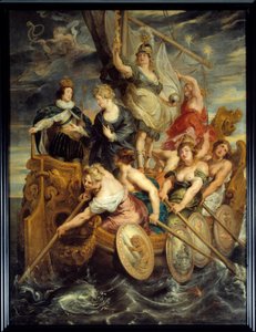 XIII. Lajos (1601-1643) többsége 1614.10.20-án a király hatalomra jutásának allegóriája, aki az Erő, a Vallás és az Igazságosság által vezérelt hajót képviseli, amely evezősökön halad előre egy viharos tengeren. Mária Medici királynő, XIII. Lajos anyja a f alkotó: Peter Paul Rubens