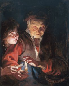 Egy idős asszony és egy fiú gyertyákkal alkotó: Peter Paul Rubens