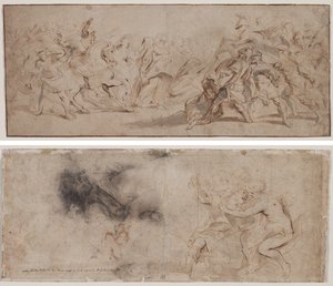 A rómaiak és a szabinok megbékélése (recto) Vénusz lefegyverző Mars, Drapery-tanulmány (verso) alkotó: Peter Paul Rubens