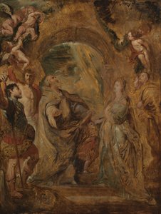 Nagy Szent Gergely Maurus és Papianus szentekkel, és Szent Domitilla Szent Nereusszal és Akhilleusszal, 1606-07 alkotó: Peter Paul Rubens