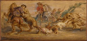 Tanulmány a "The Bear Hunt"-hoz (az Alcázarhoz, Madrid) alkotó: Peter Paul Rubens