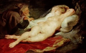 A remete és az alvó Angelica, 1626-28 (panel)