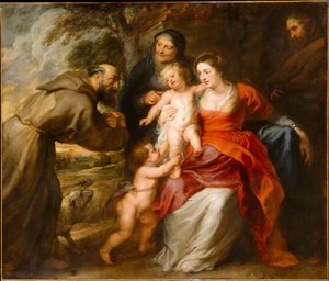 A Szent Család Szent Ferenccel és Annával, valamint Keresztelő Szent János csecsemővel, 1635 körül (olaj, vászon) alkotó: Peter Paul Rubens