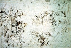 Három apostolcsoport az utolsó vacsorán (rajz) alkotó: Peter Paul Rubens