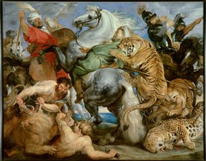 Tigrisvadászat. Peter Paul (Peter Paul) Rubens (vagy Peter Paul vagy Petrus Paulus) festménye (1577-1640) Ec. Láng, c. 1616. Olaj, vászon. V: 2,56 X 3,24 m. Rennes, Szépművészeti Múzeum – A tigrisvadászat. Peter Paul Rubens (vagy Petrus Paulus) festménye ( alkotó: Peter Paul Rubens