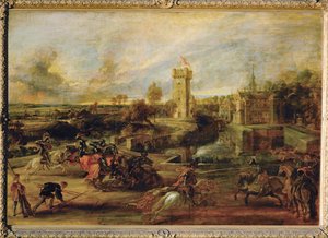 Torna a Steen-kastély vizesárka mellett (festmény fára) alkotó: Peter Paul Rubens