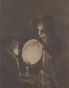 Két fiú hólyagot fúj, gyertyafénynél, 1773., 1773. alkotó: Peter Perez Burdett