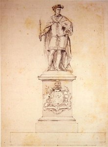 VI. Edward (1537-53) szobor terve (1737-39 körül (toll és tinta papíron)