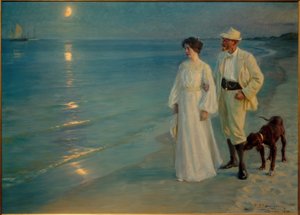 Nyári este a Skagen strandon. A művész és felesége