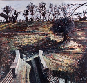 Híd és kutya, 2000 (olaj, vászon) alkotó: Peter Wilson