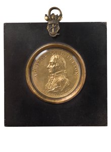 Lord Nelson admirális portréplakettje, 1805 körül (bronz aranyozott) alkotó: Peter Wyon