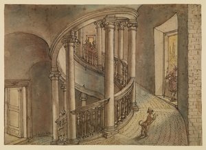 Belvedere lépcsőház, Bramante Scala di Chiocciola című művéből, a Cortile di San Damaso-ban, Vatikánban