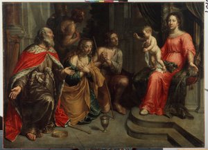 ""Bűnösök a Szűz előtt"" (Bűnösök a Szűz előtt) Peeter (Peter) van Lint festménye (1609-1690) 17. századi Állami Szabadtéri Múzeum Gatchina-palota, Szentpétervár