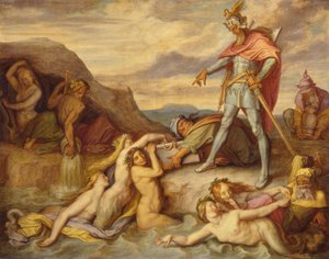 Hagen elsüllyeszti a Nibelung-kincset alkotó: Peter von Cornelius
