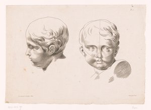 Két gyerekfej A természetből való rajzolás elvei, ötödik rész (sorozat címe) Vème Cahier De Principes Dessiné d
