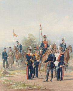 Egy csoport tisztek és katonák az Ő és Őfelségei életőr lándzsás ezredekből, 1873 alkotó: Petr Balashov