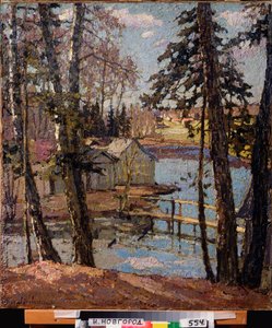 Tavaszi. Egy tónál. Pjotr ​​Ivanovics Petrovicsov (Pjotr ​​Petrovicsov) (1874-1947) festménye, olaj, vászon alkotó: Petr Ivanovic Petrovichev