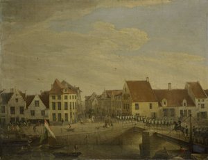 Holland csapatok áthaladnak a Dendermonde-erődön alkotó: Petrus Groenia