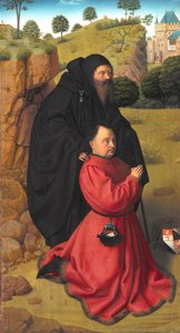 Oltártábla egy adományozó arcképével skarlát színben, Szent Antal oltalma alatt alkotó: Petrus I Christus