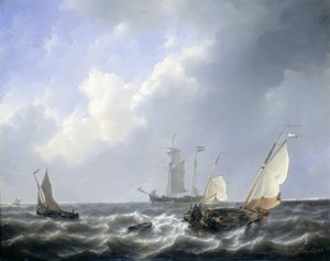 Tengeri táj a zeelandi vizekből alkotó: Petrus Johann Schotel