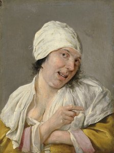 Látvány: Egy fiatal nő mutat. Az Öt érzék megszemélyesítései sorozatból, 1635-66 körül (olaj, fa) alkotó: Petrus Staverenus