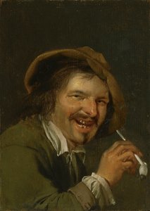Szag: Pipázó nevető férfi. Az Öt érzék megszemélyesítései sorozatból, 1635-66 körül (olaj, fa) alkotó: Petrus Staverenus