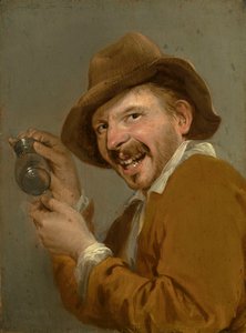Íz: Nevető ember felfordított pohárral. Az Öt érzék megszemélyesítései sorozatból, 1635-66 körül (olaj, fa) alkotó: Petrus Staverenus