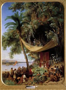 Az első mise Amerikában (15. század) Mise Kubában 1494-ben Kolumbusz 2. útja Havannába).Blanchard Pharamond (1805-1873) festménye