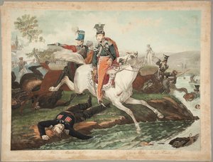 Józef Poniatowski herceg az Elster folyón való átkelés közben hal meg 1813. október 19-én alkotó: Philibert-Louis Debucourt