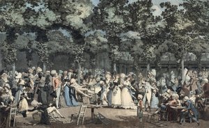 A Palais-Royal nyilvános sétánya alkotó: Philibert Louis Debucourt