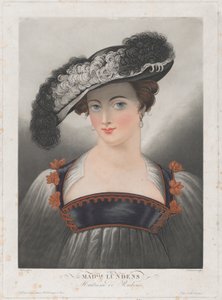 Susanna Lunden portréja, széles karimájú tollas kalapot visel, kb. 1809-35. alkotó: Philibert Louis Debucourt