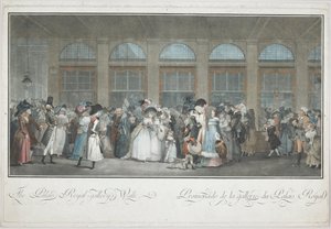 A Palais Royal Gallery sétája alkotó: Philibert Louis Debucourt