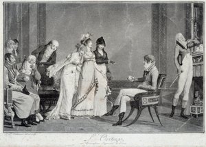 A narancssárga vagy Párizs modern ítélete Párizs ítéletének paródiája, amely egy fiatal férfit állít színpadra a Directoire (Hihetetlen) divatja szerint, hogy válasszon három csodálatos közül. Philibert Louis Debucourt (1755-1832) nyomatai 1800 Párizs körn alkotó: Philibert Louis Debucourt