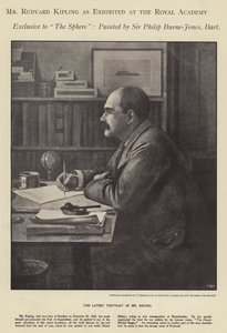 Rudyard Kipling portréja a Királyi Akadémián (litho) alkotó: Philip (after) Burne Jones