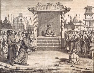 "Egy bitorló halálra kövezve", pub. 1672. alkotó: Philip Baldaeus
