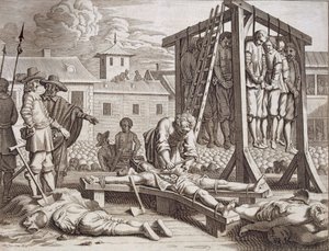 Akasztások és kínzások, kocsma. 1672. alkotó: Philip Baldaeus