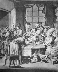 A dél-karolinai Edenton hazafias hölgyei fogadalmat írnak alá, hogy „nem iszik többé teát, és nem visel többé brit ruhát” (litho)