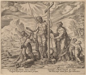 A szorgalmas munkás Krisztussal egyesült a halál után alkotó: Philip Galle after Maerten van Heemskerck