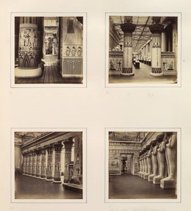 [View Across the Egyptian Court, View through Egyptian Columns into Classical Sculptur..., kb. 1859. alkotó: Philip Henry Delamotte.