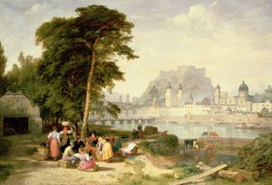 Salzburg városa, az érseki palota a sziklán alkotó: Philip Hutchins Rogers