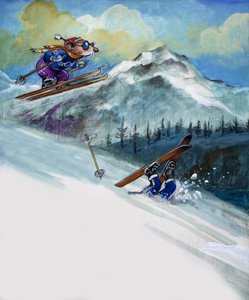 A városi egér és a vidéki egér, a "Volt egyszer egy nap"-ból (gouache, papír)